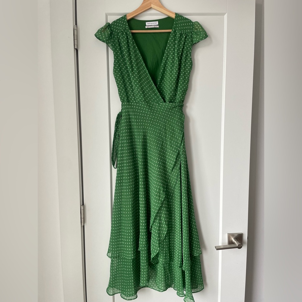Urban Outfitters Green Wrap Midi Dress